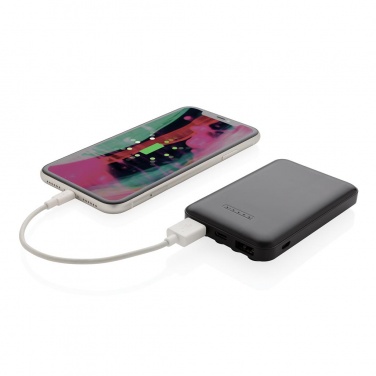 Logo trade promotional merchandise photo of: 5.000 mAh wireless charging pocket powerbank, black