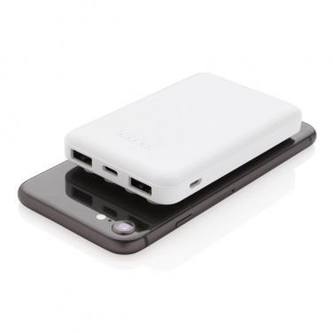 Logo trade promotional products picture of: 5.000 mAh wireless charging pocket powerbank, white