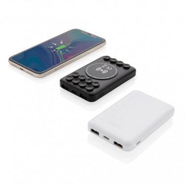 Logo trade promotional items picture of: 5.000 mAh wireless charging pocket powerbank, white