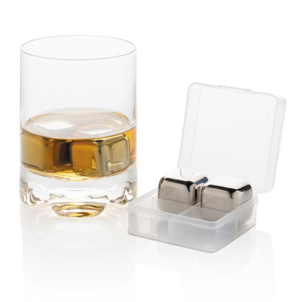 Logotrade promotional merchandise picture of: Reusable stainless steel ice cubes 4pc, silver