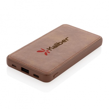 Logo trade promotional giveaway photo of: Tusca 10.000 mAh PU powerbank, brown