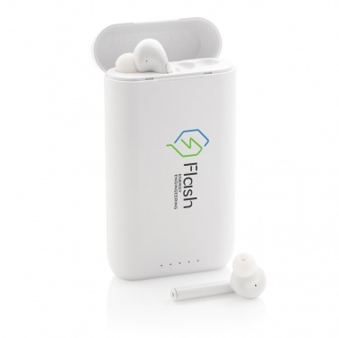 Logo trade promotional product photo of: Liberty TWS earbuds with 5.000 mAh powerbank, white