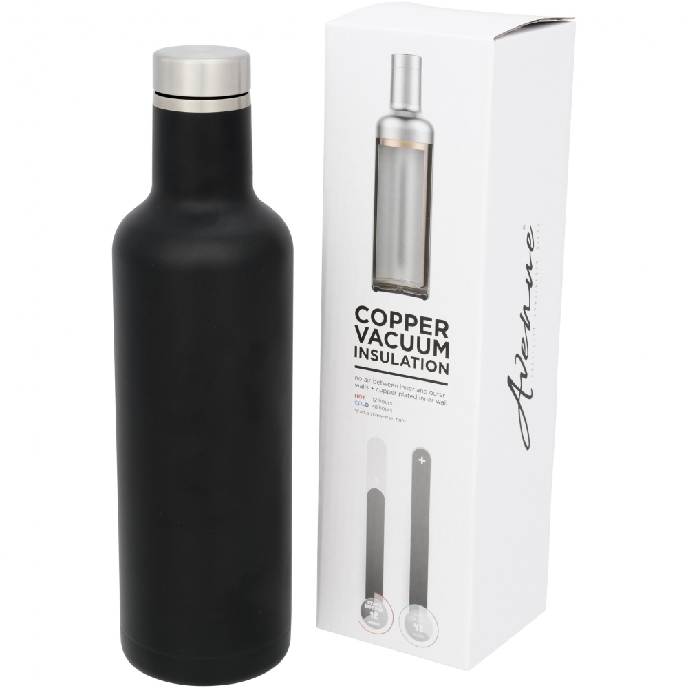 Logo trade promotional gift photo of: Pinto Copper Vacuum Insulated Drink Bottle, black