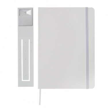 Logo trade advertising products image of: A5 Notebook & LED bookmark, white