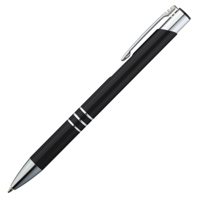 Logo trade advertising products image of: Metal ball pen Ascot, black