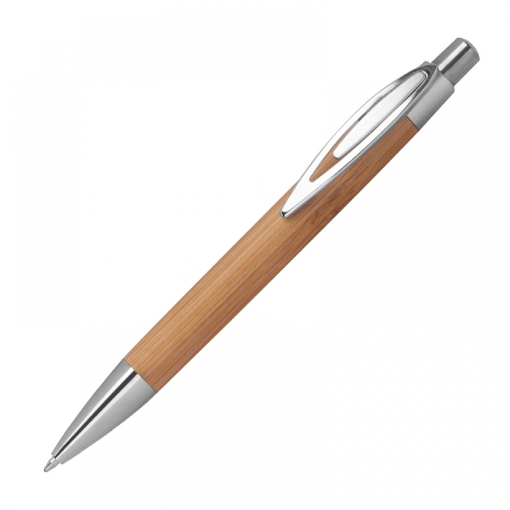 Logo trade promotional merchandise image of: #9 Bamboo ballpen with sharp clip, beige