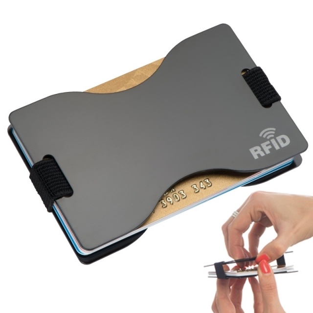 Logo trade promotional merchandise photo of: RFID card holder GLADSTONE  color black