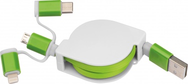 Logo trade promotional products picture of: Charging cable with extension with 3 different plugs, Green