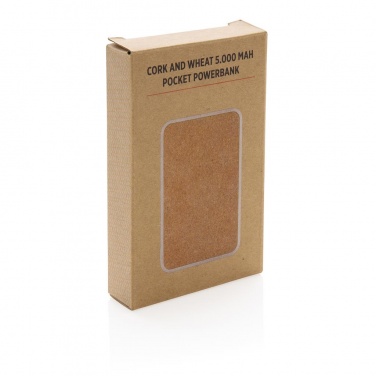 Logotrade promotional products photo of: Cork and Wheat 5.000 mAh pocket powerbank, brown