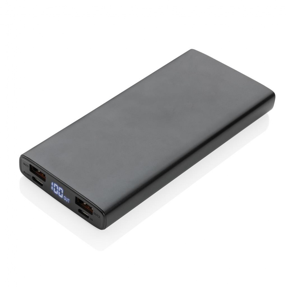 Logo trade promotional giveaways picture of: Aluminum 18W 10.000 mAh PD Powerbank, black