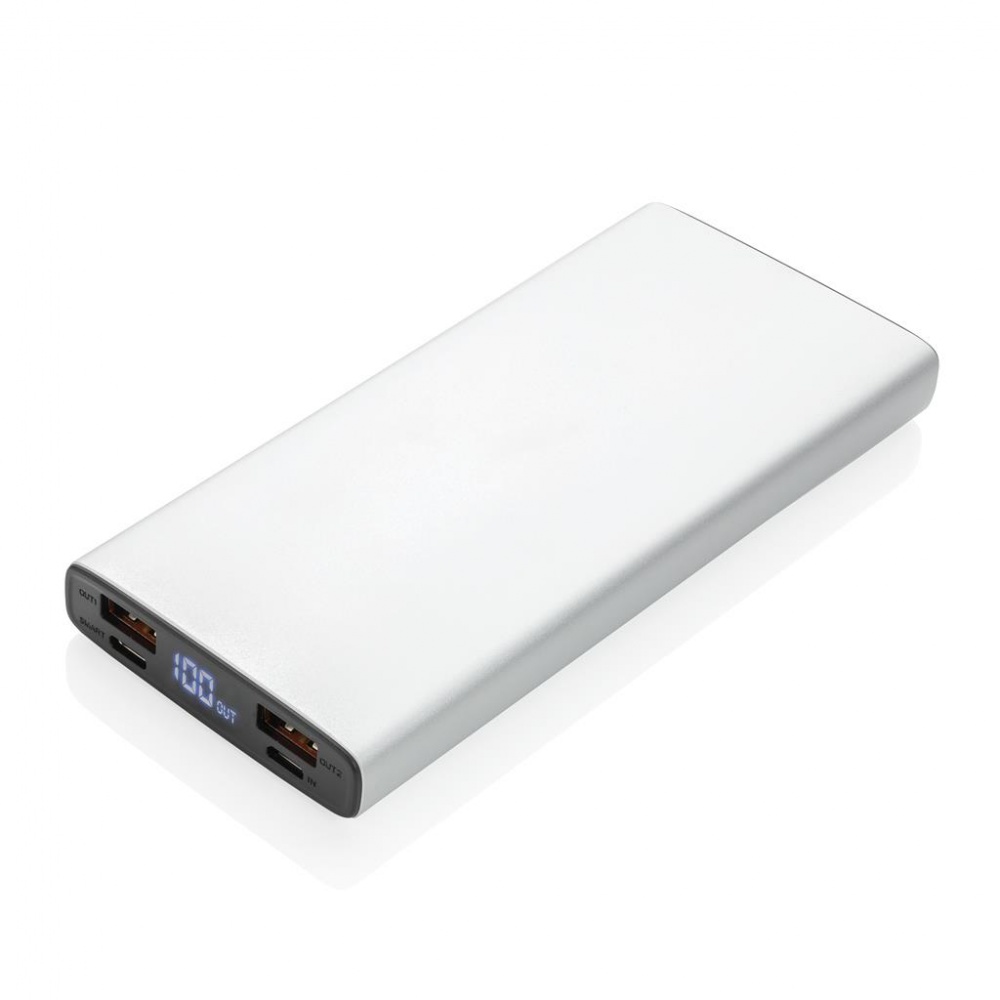 Logotrade promotional items photo of: Aluminum 18W 10.000 mAh PD Powerbank, silver