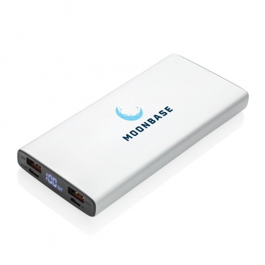 Logotrade promotional items photo of: Aluminum 18W 10.000 mAh PD Powerbank, silver