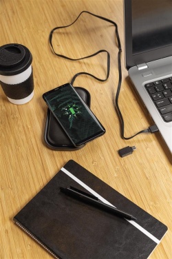 Logo trade promotional merchandise photo of: Wireless charging 5.000 mAh powerbank base, black