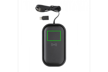 Logo trade promotional giveaway photo of: Wireless charging 5.000 mAh powerbank base, black