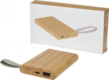 Logo trade business gifts image of: Tulda 5000 mAh bamboo power bank, light brown