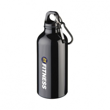 Logo trade promotional giveaway photo of: Oregon drinking bottle with carabiner, black