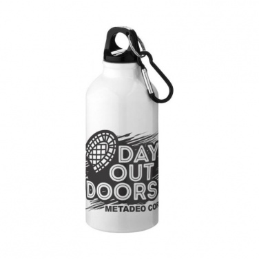 Logotrade promotional giveaway picture of: Oregon drinking bottle with carabiner, white