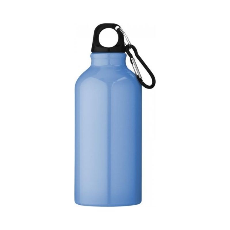 Logo trade promotional merchandise photo of: Drinking bottle with carabiner, light blue