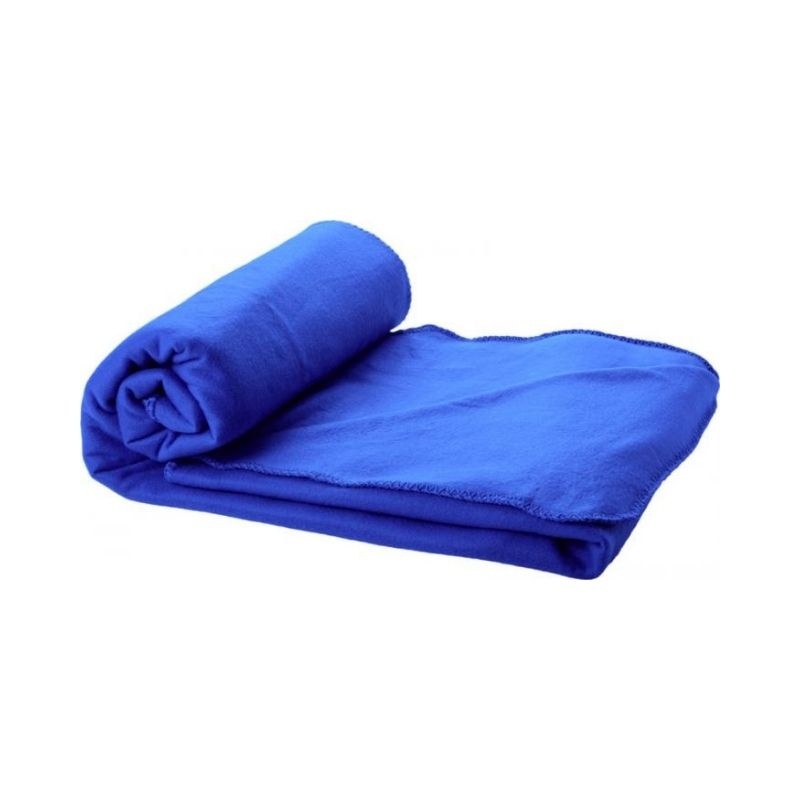 Logo trade promotional giveaways image of: Huggy blanket and pouch, royal blue