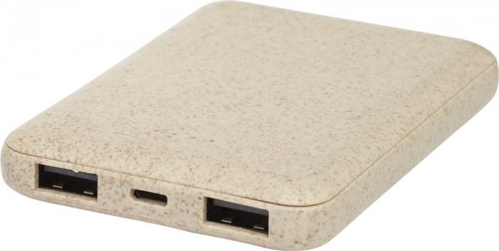 Logo trade advertising product photo of: Asama 5000 mAh wheat straw power bank, beige