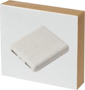 Logo trade promotional products image of: Asama 5000 mAh wheat straw power bank, beige