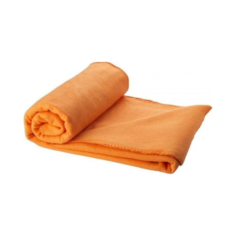 Logo trade promotional giveaways image of: Huggy blanket and pouch, orange