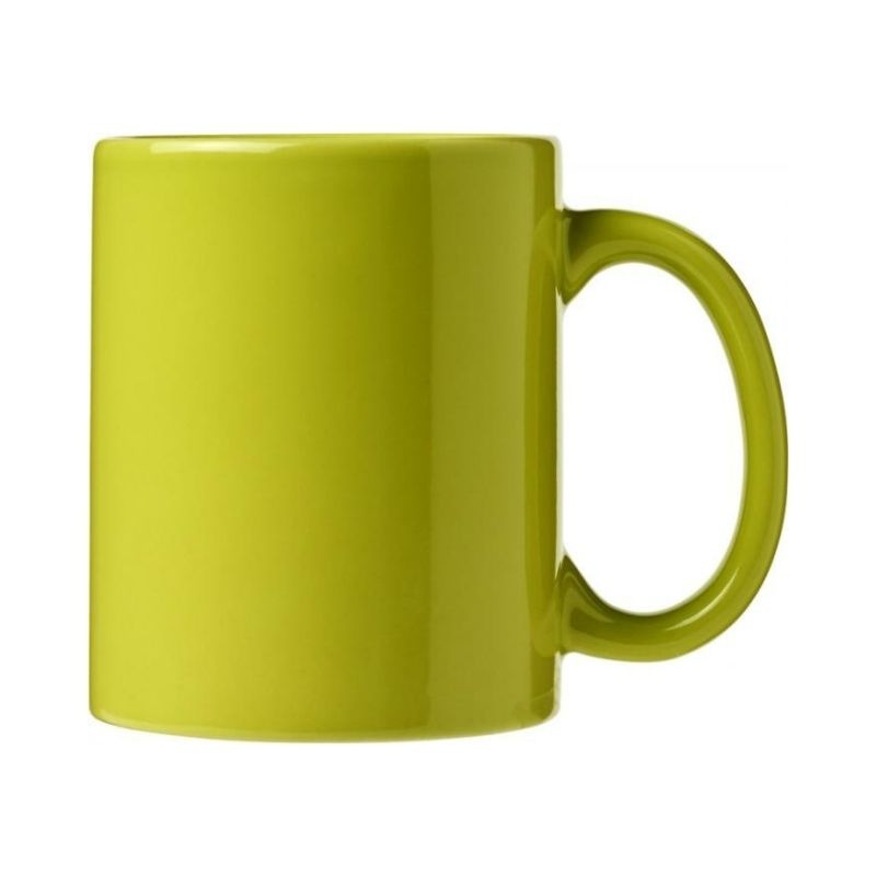 Logo trade business gifts image of: Santos 330 ml ceramic mug, lime green