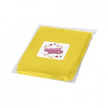 Ziva disposable rain poncho with storage pouch, yellow with logo