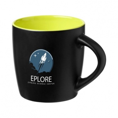 Logo trade advertising product photo of: Riviera 340 ml ceramic mug, black/lime