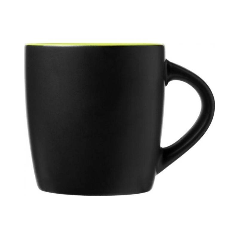 Logo trade promotional giveaways image of: Riviera 340 ml ceramic mug, black/lime