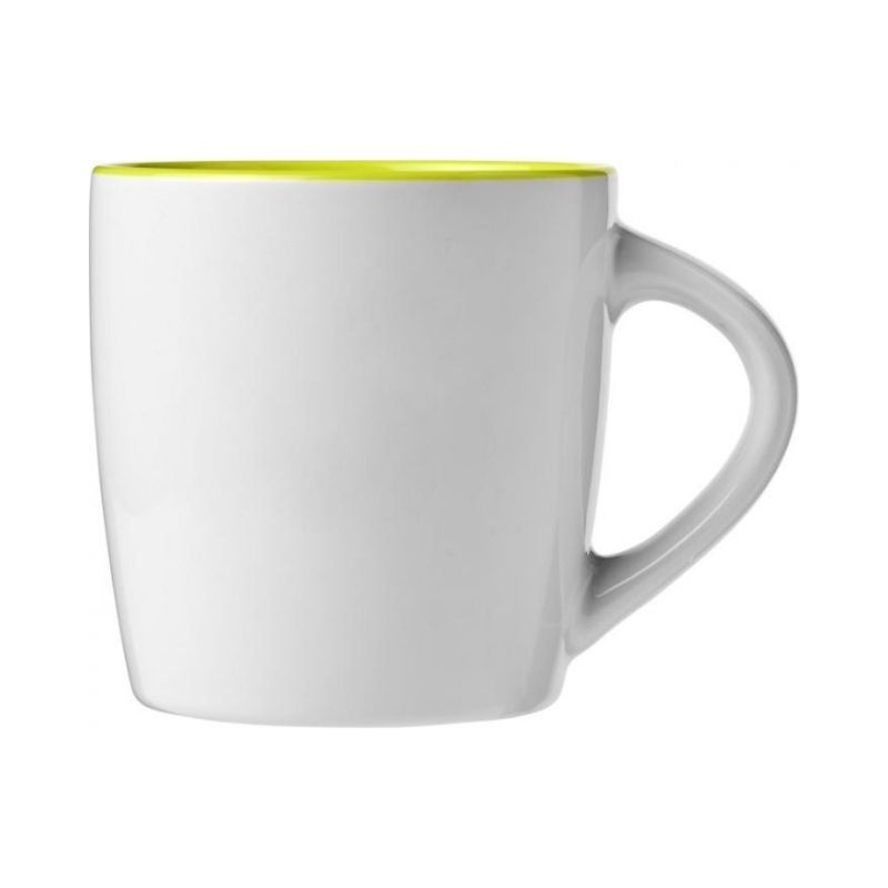 Logo trade promotional items picture of: Aztec 340 ml ceramic mug, white/lime green