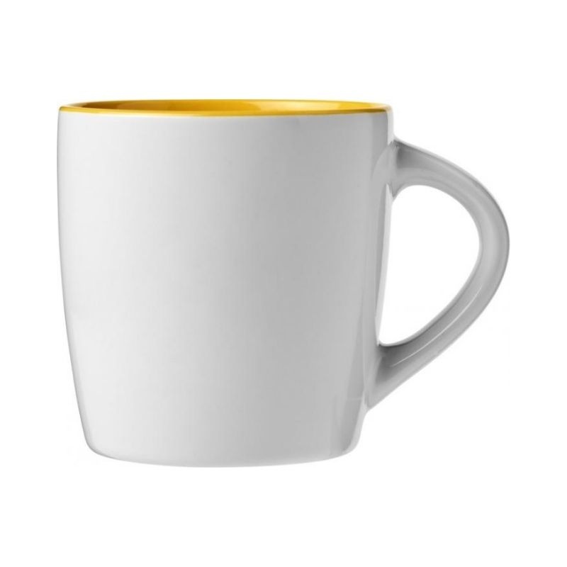 Logo trade promotional product photo of: Aztec 340 ml ceramic mug, white/yellow