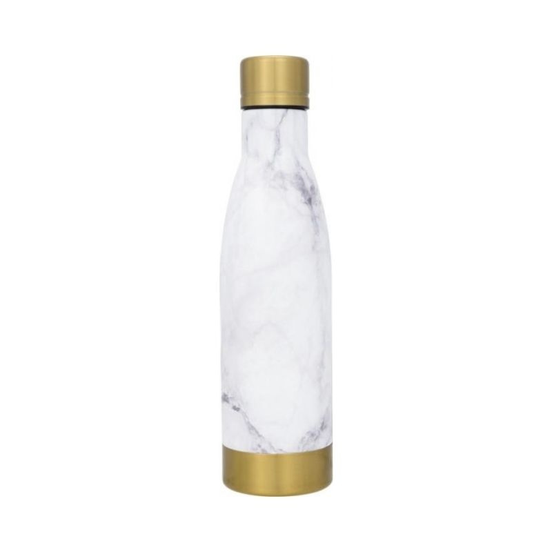 Logo trade promotional products image of: Vasa Marble copper vacuum insulated bottle, white/gold