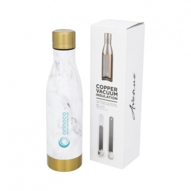 Logo trade promotional merchandise picture of: Vasa Marble copper vacuum insulated bottle, white/gold