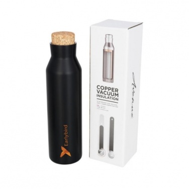 Logo trade promotional merchandise image of: Norse copper vacuum insulated bottle with cork, black