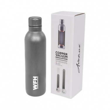 Logo trade corporate gifts image of: Thor copper vacuum insulated sport bottle, grey