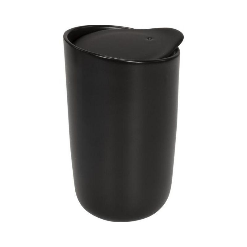 Logo trade promotional giveaways picture of: Mysa 410 ml double wall ceramic tumbler, black