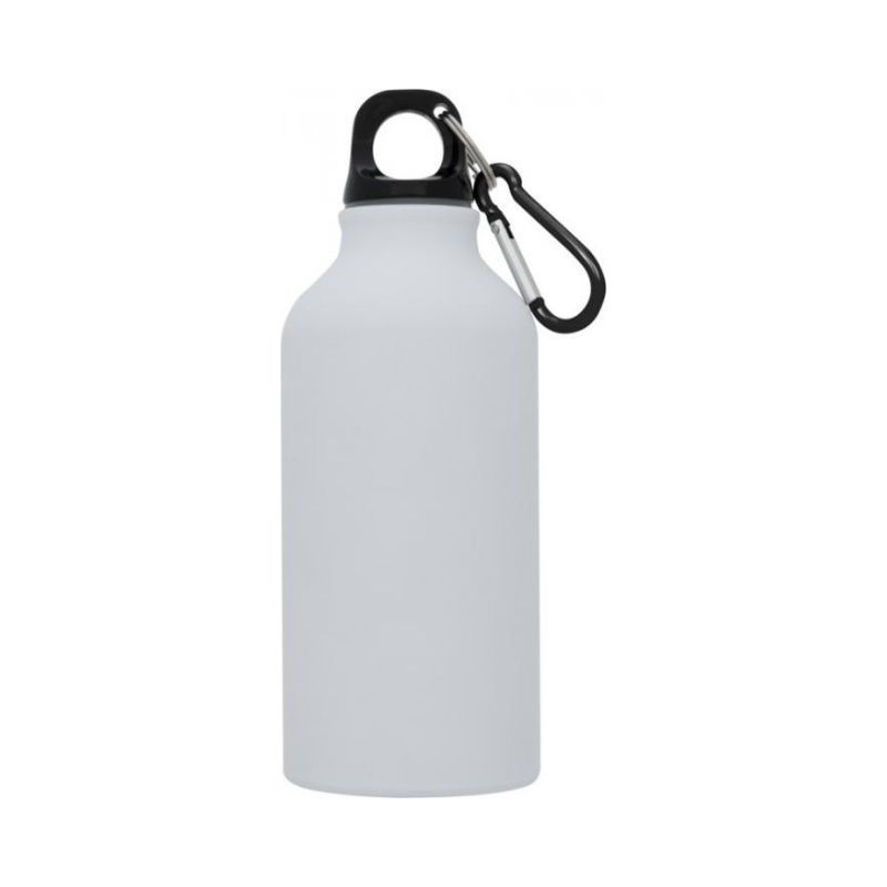 Logo trade promotional giveaways image of: Oregon matte 400 ml sport bottle with carabiner, white