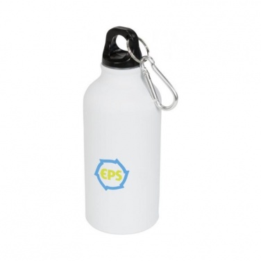 Logotrade promotional item picture of: Oregon matte 400 ml sport bottle with carabiner, white