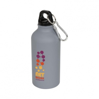 Logo trade business gifts image of: Oregon matte 400 ml sport bottle with carabiner, grey