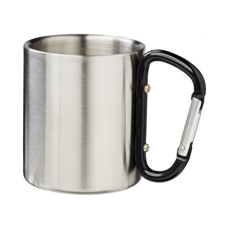 Logotrade promotional merchandise photo of: Alps 200 ml vacuum insulated mug with carabiner, black