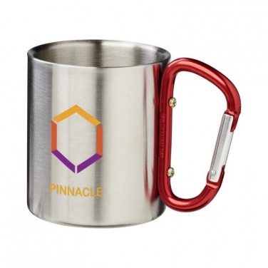 Logotrade promotional item image of: Alps 200 ml vacuum insulated mug with carabiner, red