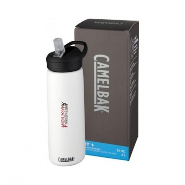 Logotrade corporate gift image of: Eddy+ 600 ml copper vacuum insulated sport bottle, white