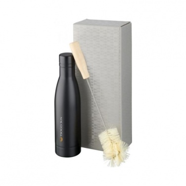 Logo trade promotional merchandise photo of: Vasa copper vacuum insulated bottle with brush set, black