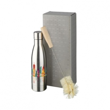 Logo trade corporate gifts picture of: Vasa copper vacuum insulated bottle with brush set, silver