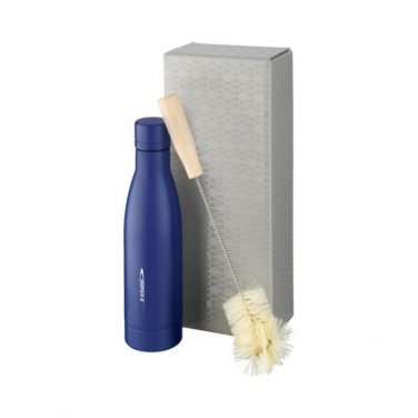 Logo trade promotional merchandise photo of: Vasa copper vacuum insulated bottle with brush set, blue