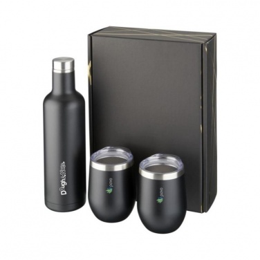 Logo trade promotional giveaways image of: Pinto and Corzo copper vacuum insulated gift set, black