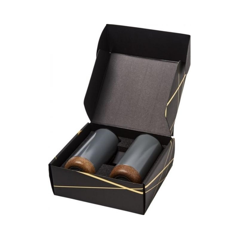 Logo trade corporate gifts picture of: Valhalla tumbler copper vacuum insulated gift set, grey