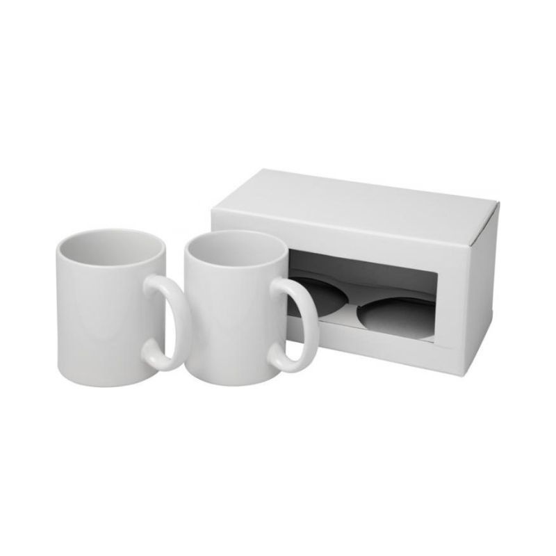 Logotrade promotional item image of: Ceramic sublimation mug 2-pieces gift set, white