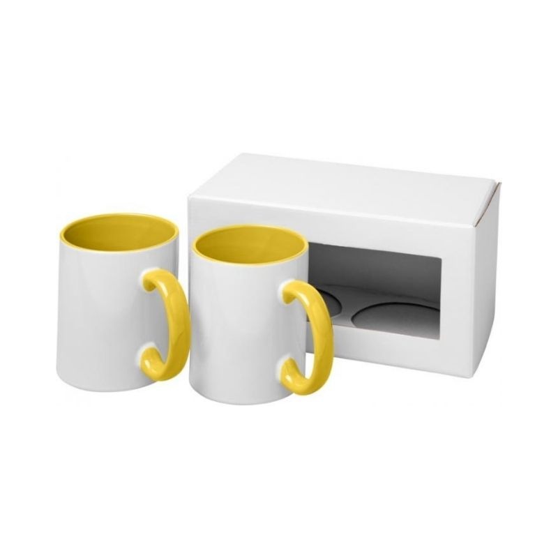 Logotrade business gift image of: Ceramic sublimation mug 2-pieces gift set, yellow